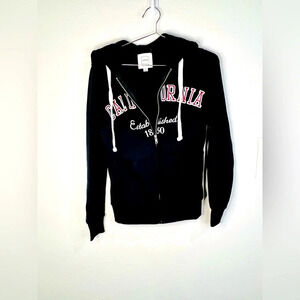 Reflex Black Hooded Zip Up Sweater Jacket California Logo Size Small